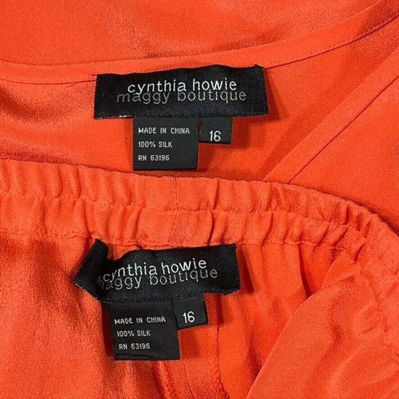 CYNTHIA HOWIE MAGGIE BOUTIQUE Pants Suit Silk Orange Wide Leg Womens Size 16 NEW - Picture 10 of 12